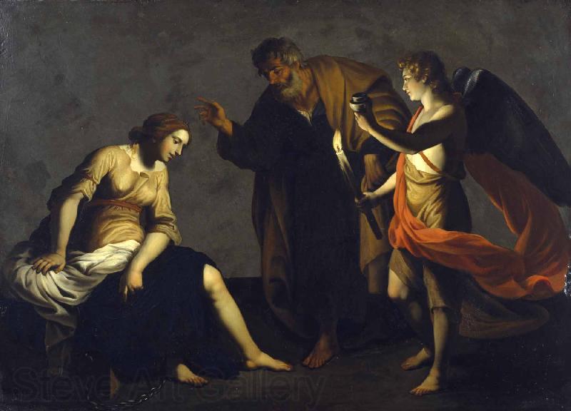 Alessandro Turchi Saint Agatha Attended by Saint Peter and an Angel in Prison Spain oil painting art
